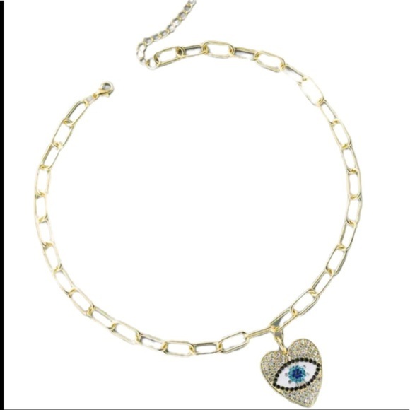 Swarovski Rae Golden Heart Eye Chain Necklace 21.5” length New - Picture 2 of 4